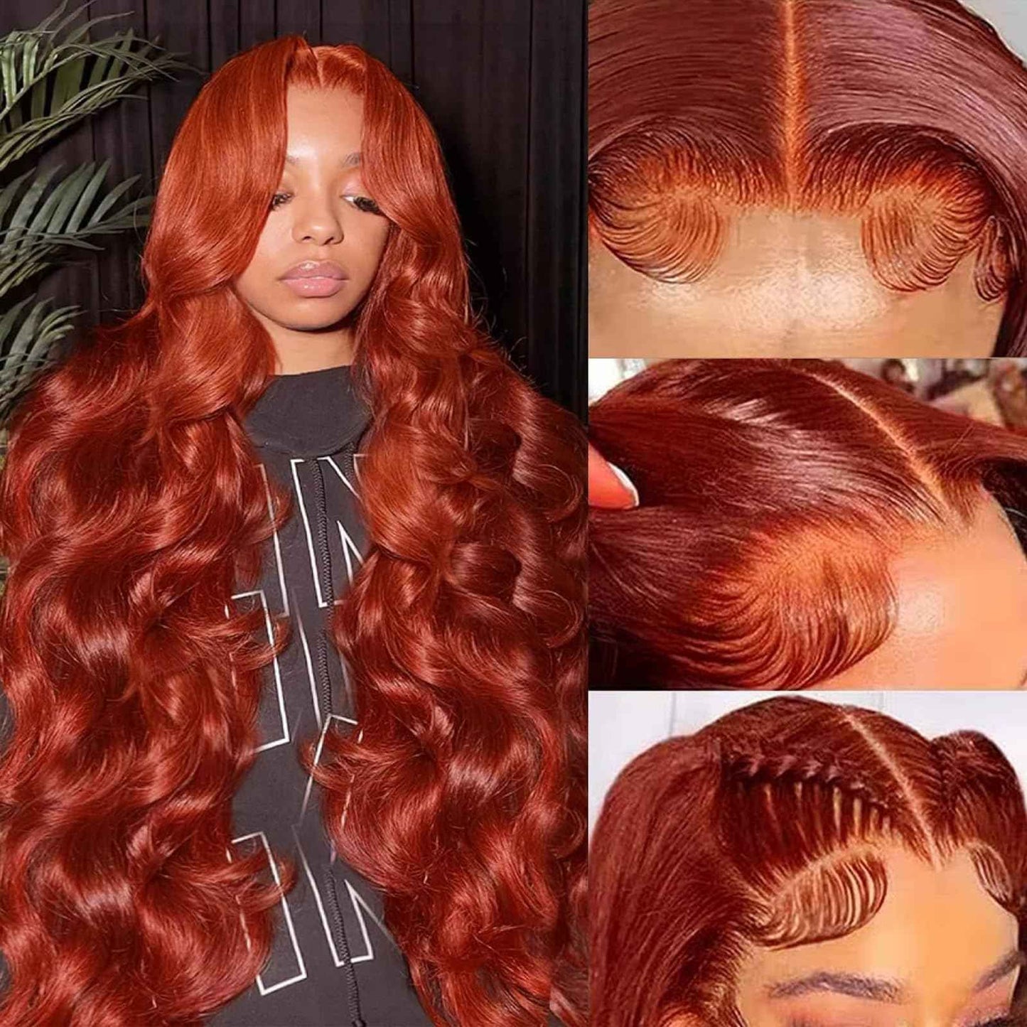 360 Reddish Brown Lace Front Wigs Human Hair 180% Density Copper Red Human Hair Lace Front Wig Pre Plucked 33# Auburn Brown Body Wave 360 Wig Ginger Brown Colored Wigs for Women 22"