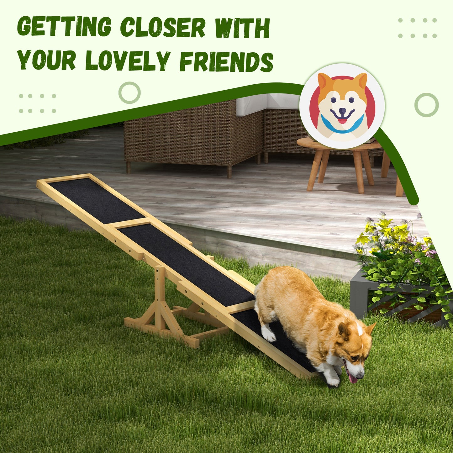 Dog Agility Seesaw for Training and Exercise - Yellow, 815x350x150mm