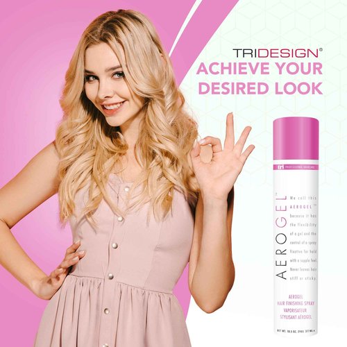TRI Design Aerogel Hairspray - Hair Finishing Spray for Styling, Volumizing and Holding Curly Hair with Flexible Hold - For Women and Men - Pack of 3 (10.5 oz)
