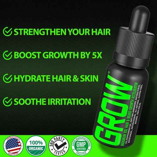 Beard Growth Kit w/GROW XXL Beard Oil/Serum for Facial Hair Growth for Men + 100% Lifetime Replacement Boar Bristle Brush + 2X Thickening Biotin Mustache Wax & Balm for Men - Formulated in America