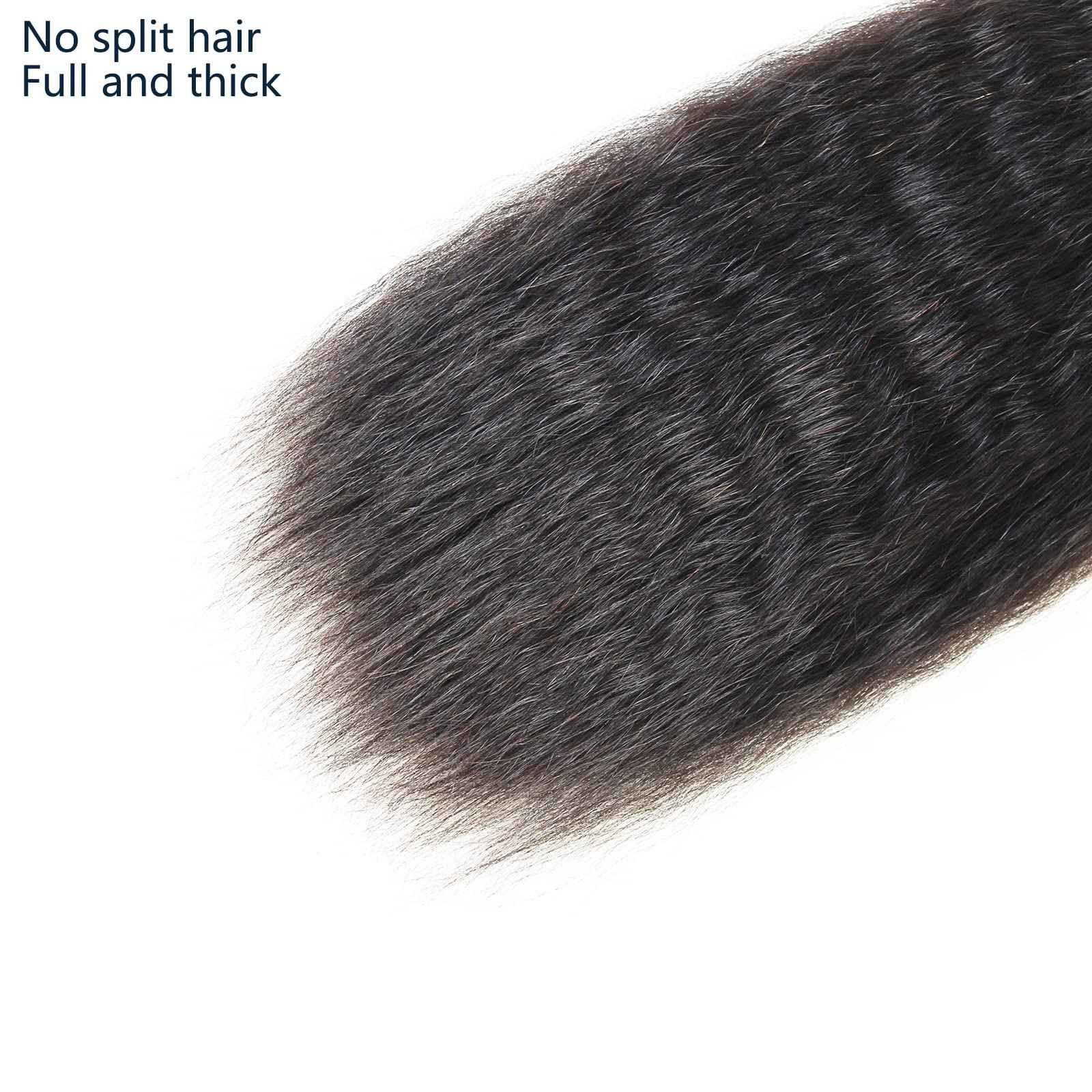 LINYINGYH Yaki Straight Bundles Human Hair Kinky Straight Bundles Weave Real Brazilian Remy Hair 14 16 18 inch 12a 100% Unprocessed Virgin Hair Extensions Natural Color