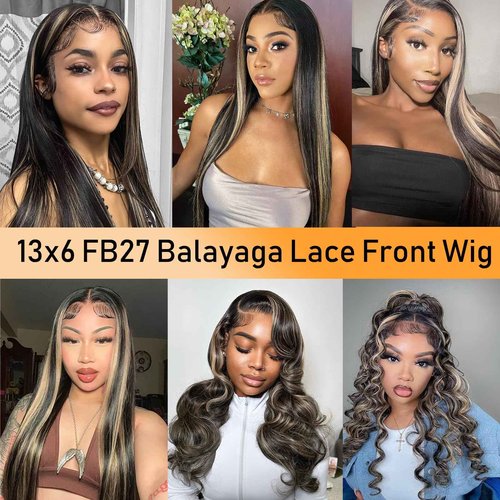 Teveshine 22inch Balayage Wig Human Hair 13x6 Ombre Lace Front Wig Pre Plucked With Baby Hair 180 Density FB27 Colored HD Glueless Balayage Wig Human Hair