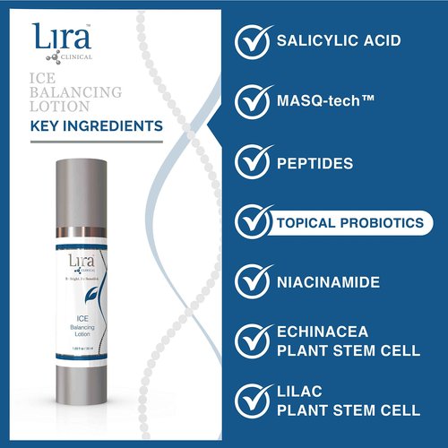 Lira Clinical ICE Balancing Lotion - Lightweight Facial Oil Control Moisturizer with Niacinamide and Salicylic Acid - Daily Balancing Hydrator for Skin - Gentle Soothing & Cooling Cream - 50 ml