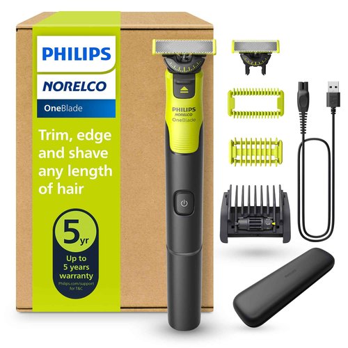 Philips Norelco OneBlade 360 with Connectivity Hybrid Face + Body, Electric Beard Trimmer, Shaver and Body Groomer Kit with 360 Blade Tech, 1x360 Blade, 5-in-1 Comb, Travel Case, Model QP4631/90
