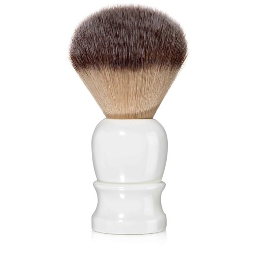 Mr. Fine Better Than Badger Shaving Brush, Ultra-Soft Synthetic Angel Hair Bristles for Men’s Wet Shaving, Easy Lather & Smooth Glide, Ergonomic Handle, White
