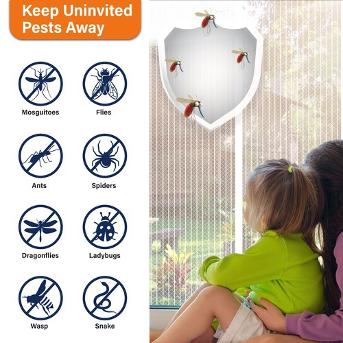 Magnetic Screen Door, Heavy Duty Door Screen Magnetic Closure Keep Bugs Out,Pet & Kid Friendly，Hands Free Door Screen Fit Door Size 32 x 80 Inches White