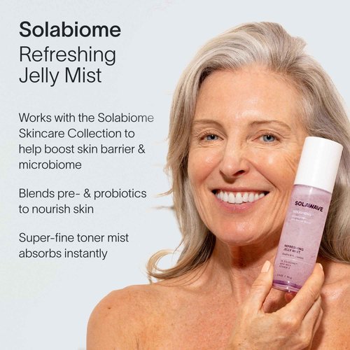 SolaWave Microbiome + Skin Barrier Skincare Bundle (Cleanser, Jelly Mist & Moisturizer) with Hyaluronic Acid, Probiotics, Beta Glucan, Pro Vitamin B5, Gota Kula, Vitamin E Antioxidants