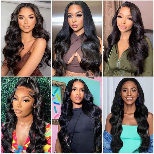 Body Wave Bundles Human Hair 20 22 24 26 Inch Human Hair Bundles 100% Unprocessed Brazilian Virgin Quick Weave 4 Bundle Human Hair Extensions for Black Women Natural Color