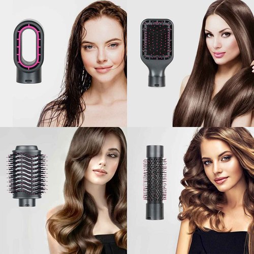 Hair Dryer Brush, 4 in 1 One Step Professional Hot Air Brush for Curling Drying Straightening Combing, [Ceramic Coating][Negative Ion] Volumizing Blow Dryer Brush