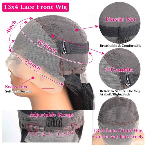 mengkai 28 Inch Straight Lace Front Wigs Human Hair Glueless Lace Front Wigs Pre Plucked with Baby Hair Straight 13x4 Ear to Ear Lace Frontal Wigs Human Hair Lace Front wigs Human