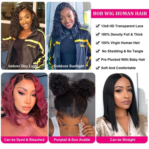Nipkocy Bob Wig Human Hair Short Deep Curly 16inch 180% Density 13x6 Frontal Hd Lace Wig Wet And Wavy Deep Wave Lace Front Wigs Human Hair For Black Women 100 Real Curly Human Hair Natural Black