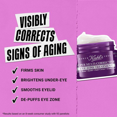 Kiehl's Super Multi-Corrective Eye Cream, Anti-Aging Cream that Lifts Brow Bone Area, Smooths and Firms Eye Lids, Bilberry Seed Extract and Collagen Peptide for Smoother Looking Skin - 0.95 fl oz
