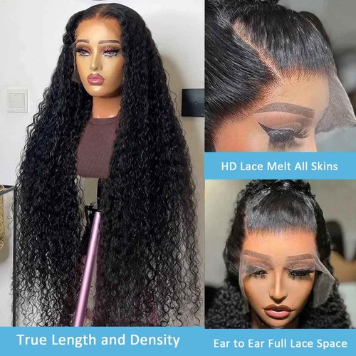 UWLK 30 Inch Deep Wave Lace Front Wigs Human Hair 200 Density 13x6 HD Transparent Lace Front Wigs for Women Pre Plcked Glueless Deep Curly Wigs with Baby Hair