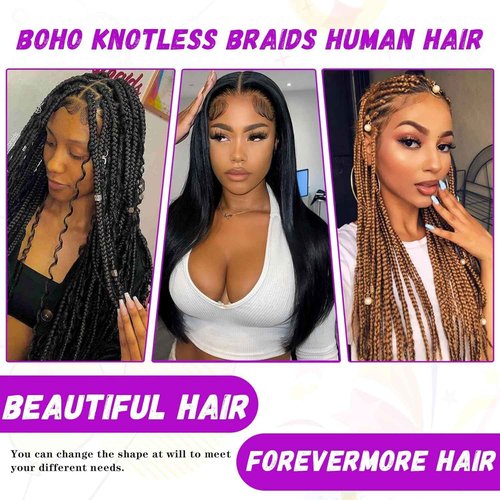 Forevermore Water Wave Bulk Human Hair No Weft boho Knotless Braids Human Hair 24 Inch Remy Human Hair For Braiding 2 Bundles Braids Per Pack 100g Micro Braiding Human Hair Wet and Wave Natural Color