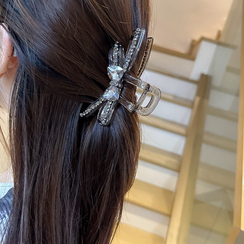 Acrylic Crystal Bow Hair Clip for Women