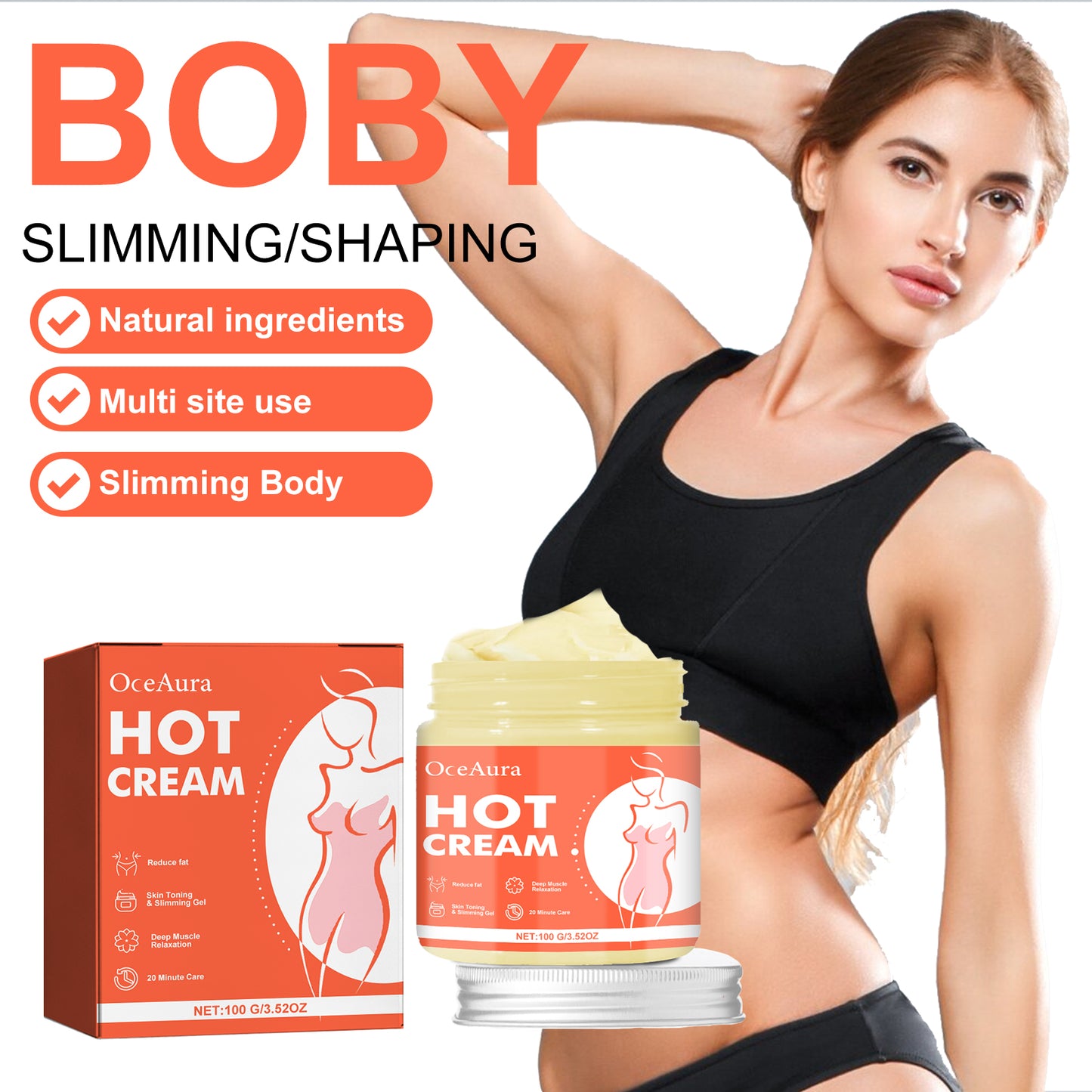 Firming Body Massage Cream with Hyaluronic Acid & Ginger Root - 100g