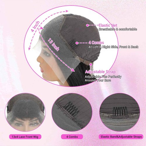 ediere Straight Lace Front Wigs Human Hair 200 Density HD Lace Front Wigs 28 Inch Straight Hair Wig with Baby Hair Virgin Straight Lace Frontal Wig Human Hair Natural Black