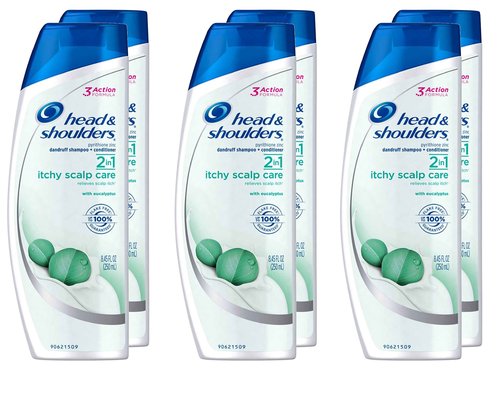 Head & Shoulders Itchy Scalp Care with Eucalyptus 2-in-1 Anti-Dandruff Shampoo + Conditioner 8.45 Fl Oz (Pack of 6)