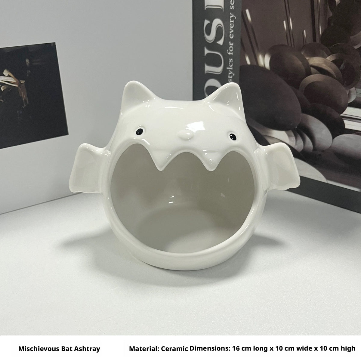 Ceramic Bat Candlestick - White Decorative Candle Holder for Home Decor