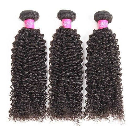 ISEE Hair Virgin Malaysian Deep Curly Jerry Curly Human Hair 3 Bundles,100% Unprocessed Human Hair Extensions Natural Black Can Be Dyed 10 12 14inches