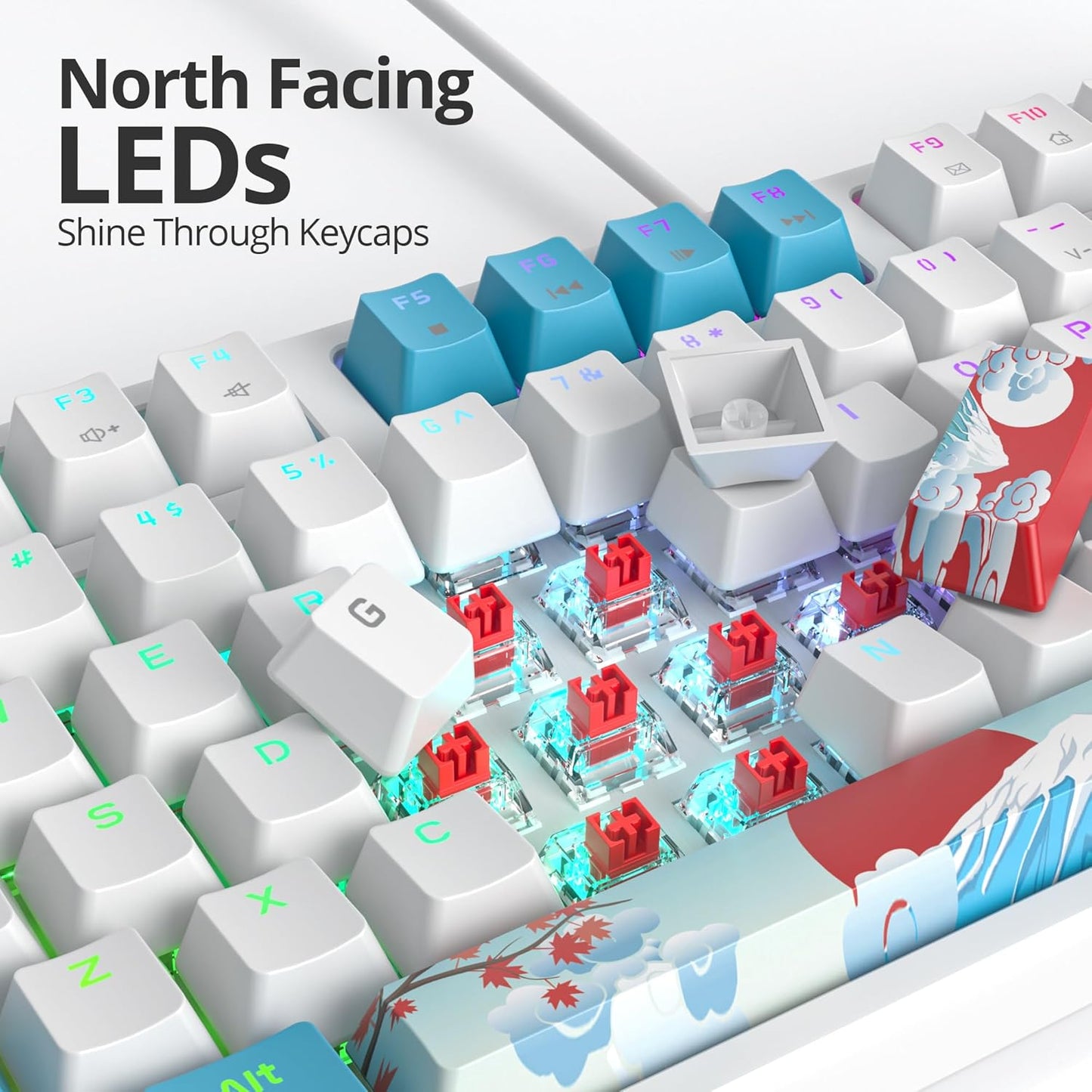 75% Mechanical Gaming Keyboard, 87 Keys Compact TKL Wired Linear Red Switches Detachable USB NKRO RGB Backlight Keyboard for Win/Mac/PS4/PS5/Xbox.（Blue Samurai）