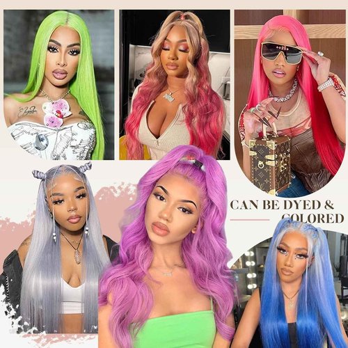 SIYUSI 28Inch 613 Lace Front Wig Human Hair,13x4 HD Transparent Lace, 200% Density Straight Brazilian Blonde Wig, Pre-Plucked with Baby Hair
