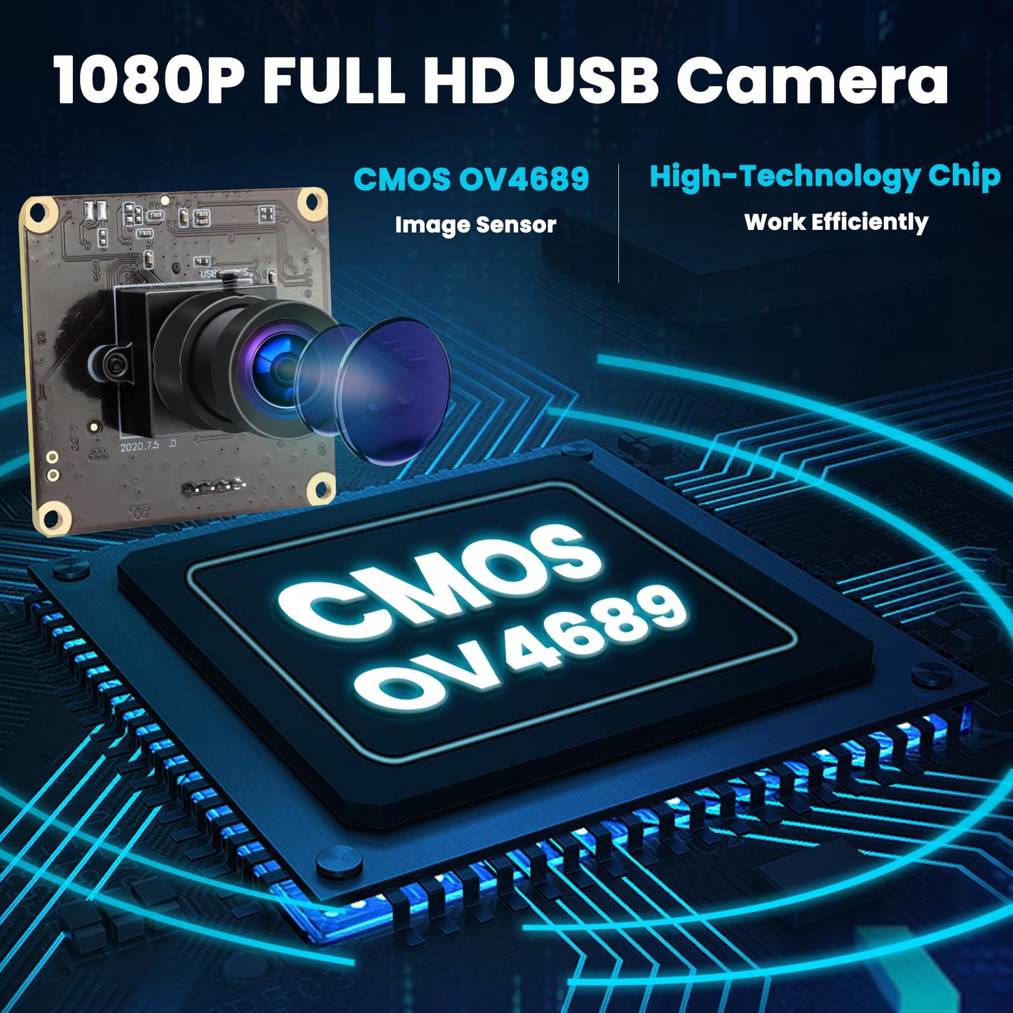 ALPCAM 1080P USB Camera Module HD 2MP High Speed 60fps 120fps 260fps Indudtrial Mini Webcam UVC Golf Swing Camera Module with No Distortion Lens for Linux Windows Android