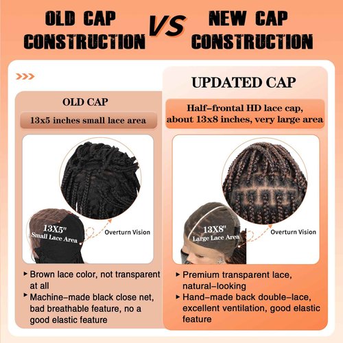 Brinbea 13x8'' HD Lace Front Braided Wigs for Women Knotless Boho Braided Wigs with Baby Hair Brown Box Braid Wig Long Human Hair Blended Braid Lace Front Wigs 36 Inch