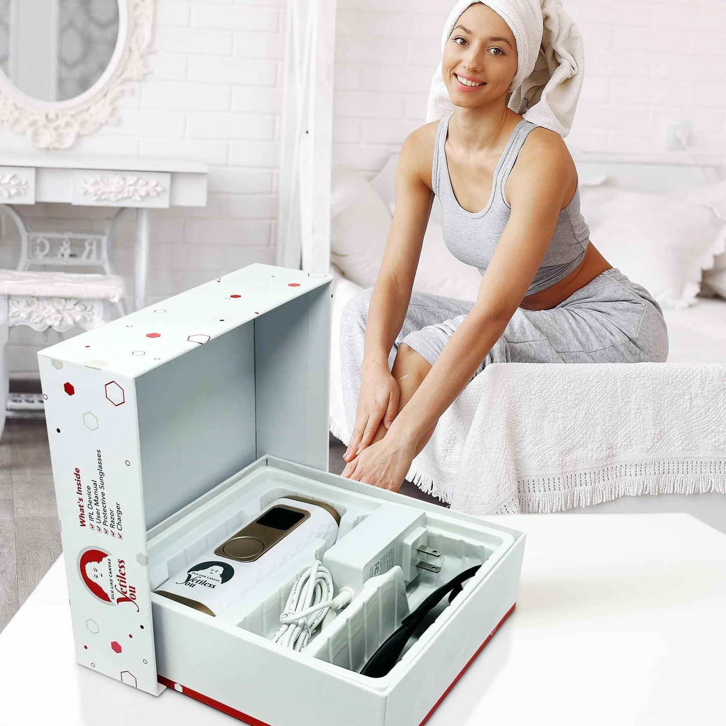 IPL Hair Removal Device, Laser Remover for Women & Men, at-Home Cooling Epilator with Quartz Tube, Hair Removal Machine for Yetiful Skin, Maquina Depilar (White)