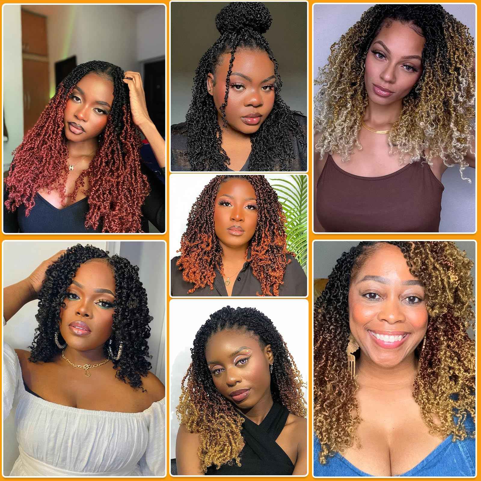 16 Inch Pre-Looped Yanky Twist Crochet Hair, 30 Strands/Pc, Mini Passion Twists, Senegalese Braiding Hair (4#, 8 Pcs/Pack)