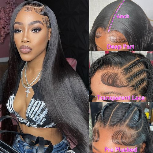 Profairsor 13x6 Lace Front Wigs Human Hair Straight 180% Density Glueless Human Hair Wigs for Black Women 13x6 Straight Lace Front Wigs Pre Plucked Lace Wigs 26 Inch