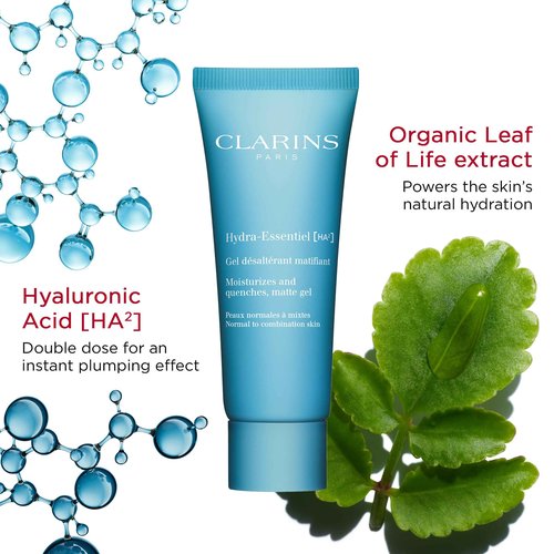Clarins Hydra-Essentiel Matte Gel|Intensely Hydrating & Mattifying|60 Seconds to Plumper Skin*|Softens & Refreshes|Double Dose of Hyaluronic Acid|Normal-Combination Skin|2.6 Ounces