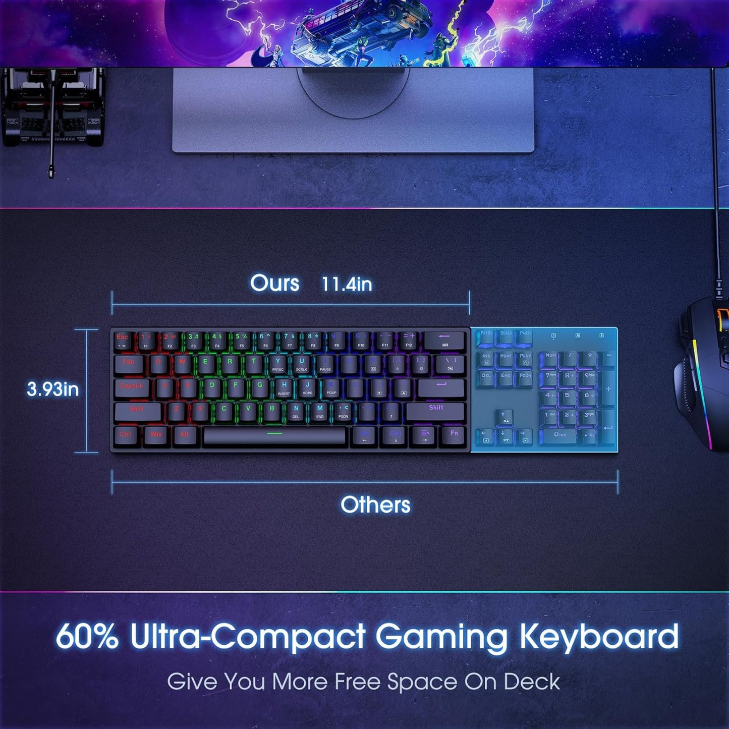 60 Percent Keyboard Black & White, Lighting up Your Desktop