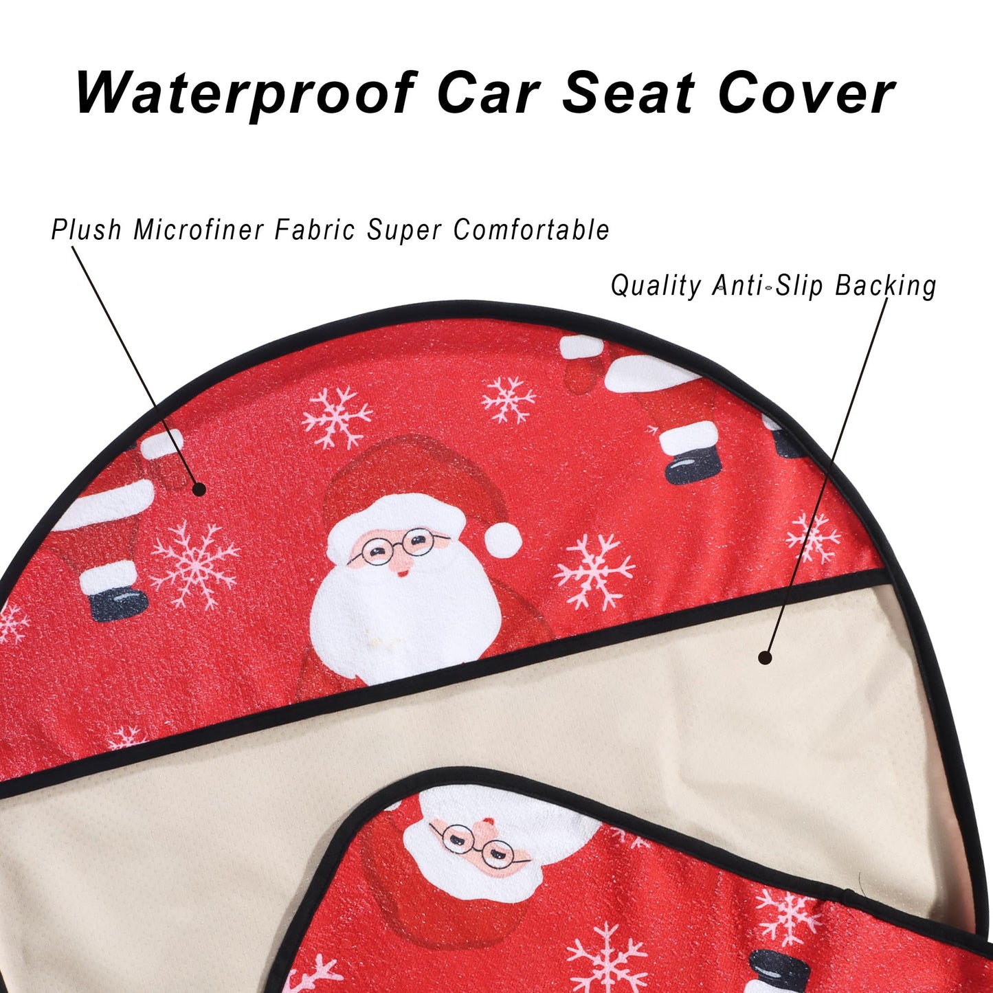 LoyaGour Car Seat Cover Protector Front Seats,for Gym Workout,Running,Swimming,Beach and Hiking,Waterproof Sweat Towel Bucket Seat Covers for Cars SUV Trucks (Santa Claus, 1Pcs)