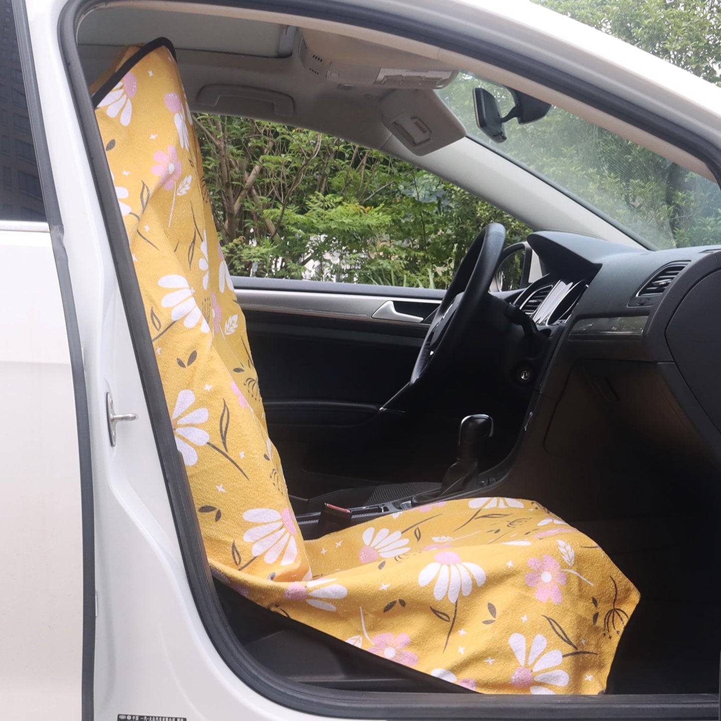 LoyaGour Car Seat Cover Protector Front Seats,for Gym Workout,Running,Swimming,Beach and Hiking,Waterproof Sweat Towel Bucket Seat Covers for Cars SUV Trucks (Chamomile and Yellow, 1Pcs)