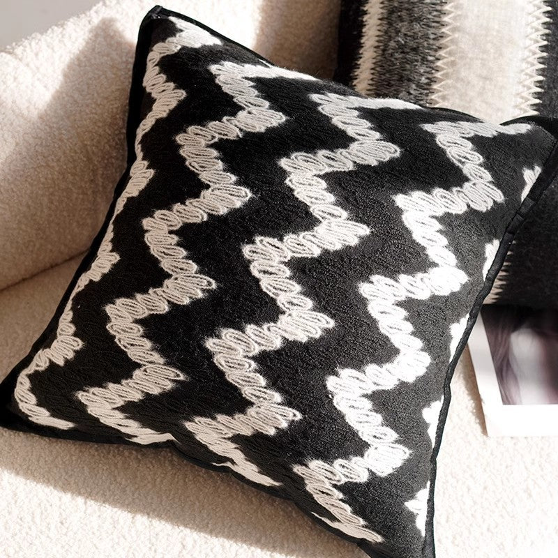 Modern Black and White Decorative Throw Pillow Cover Set - Various Styles and Sizes
