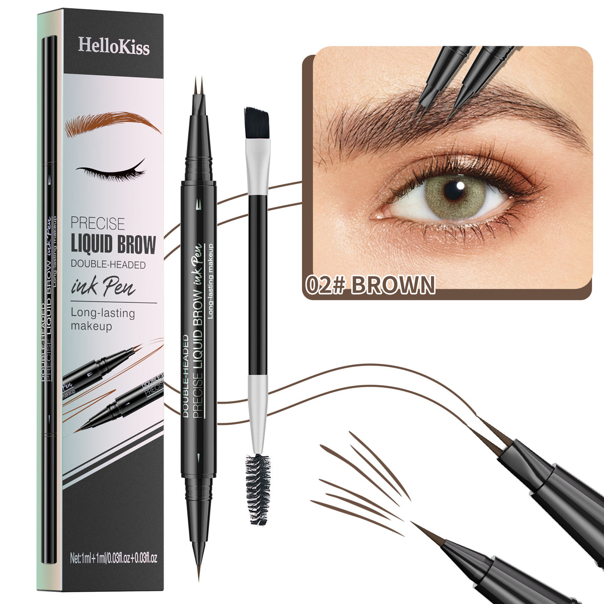 Waterproof Double-Head Eyebrow Pencil 2-in-1 Liquid & Powder Makeup Set