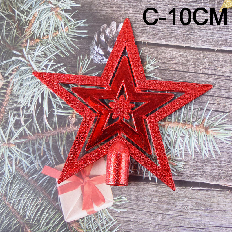 Christmas Tree Topper Star 10-20cm Electroplated Flat Five-Pointed Decoration