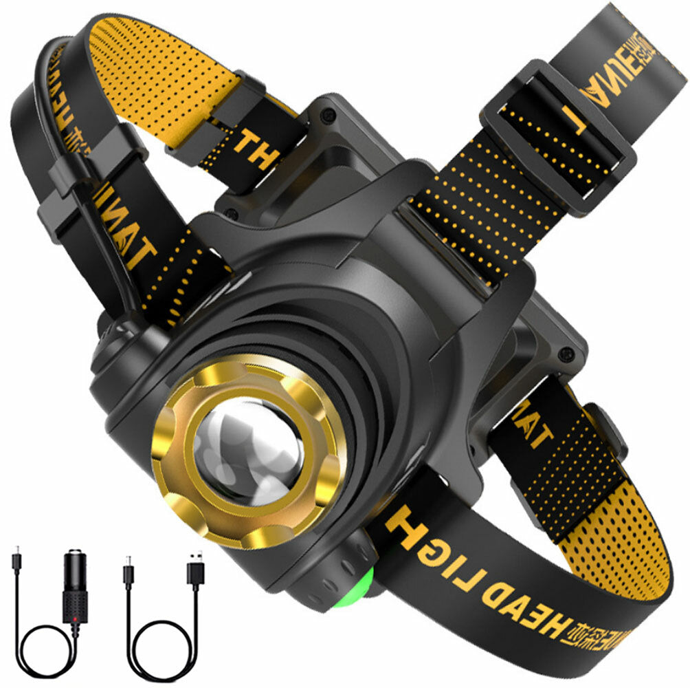 Rechargeable LED Headlamp with 3 Modes & Zoom Headlight for Camping Hiking Fishing