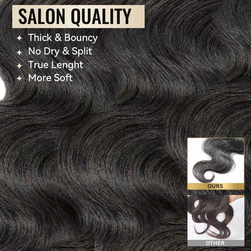 WEQUEEN Bundles Human Hair Body Wave 16A Brazilian Virgin Hair Bundles 24 Inch Thick Weave Natural Black