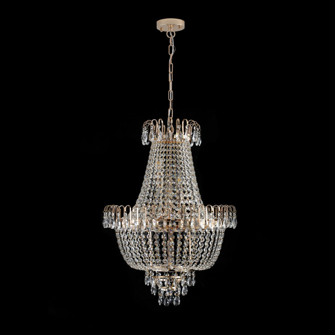 Large Gold Crystal Chandelier - Contemporary Ceiling Light Fixture