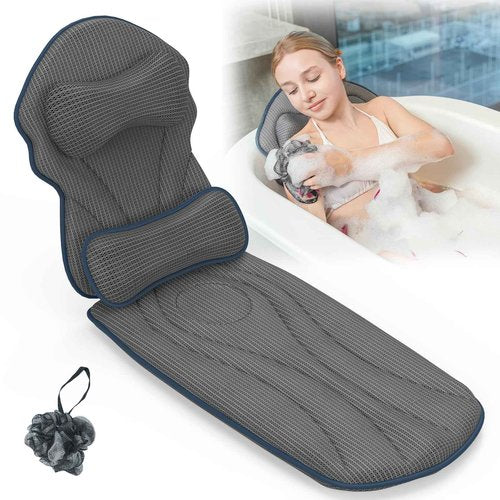 Full Body Bath Pillows for Tub Luxury Bathtub Pillow Cushion for Head,Shoulder,Back&Lumbar Support Thick Tub Pillow for Bathtub for Women Relaxing Soft 5D Air Mesh Mat 12 Non-Slip Power Suction Cups