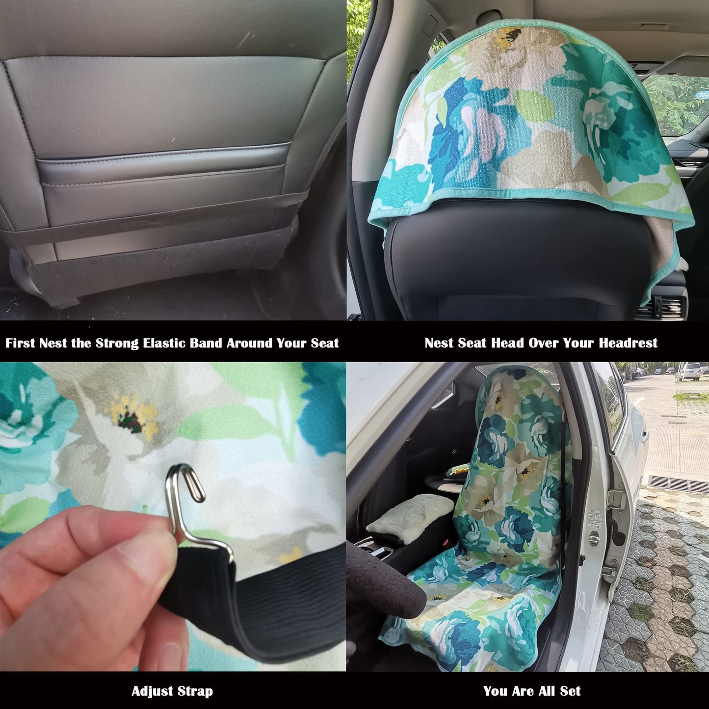 LoyaGour Car Seat Cover Protector Front Seats,for Gym Workout,Running,Swimming,Beach and Hiking,Waterproof Sweat Towel Bucket Seat Covers for Cars SUV Trucks (Chrysanthemum, 1Pcs)