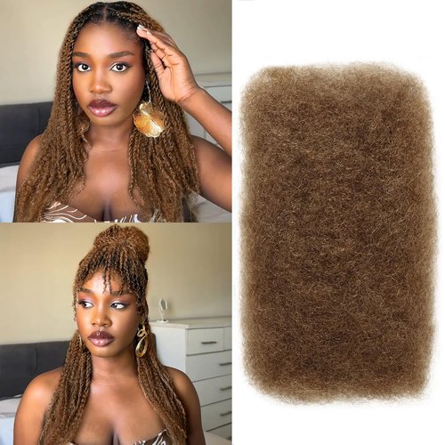 Afro Kinkys Bulk Human Hair,22 Inch 50g/Pack Afro Kinky-Curly Human Hair Bulk for Mini Twist,4c Auburn Brown Bulk Human Braiding Hair For Micro,Crochet,Repair, Dreadlocks,Locs Extensions #30
