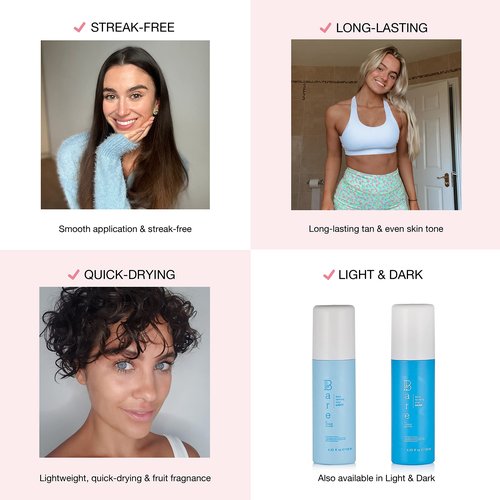 Bare by Vogue Self Tan Face Mist Spray - Medium, Fake Tan for Natural Glow on Face & Body, 125ml