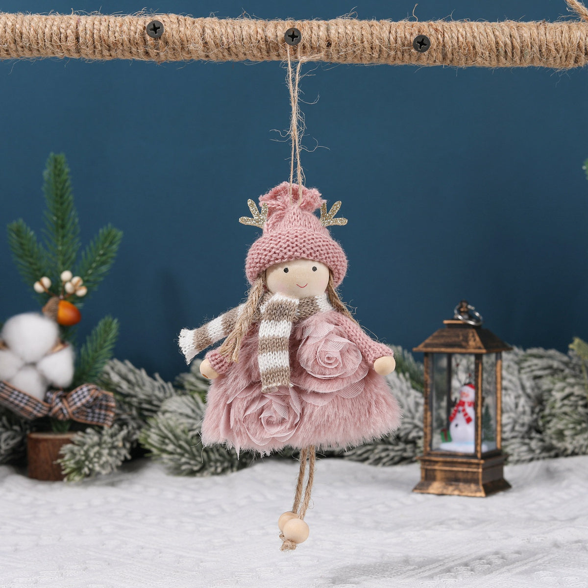 Christmas Wind Antler Doll Decoration Set - Girls' Holiday Ornaments