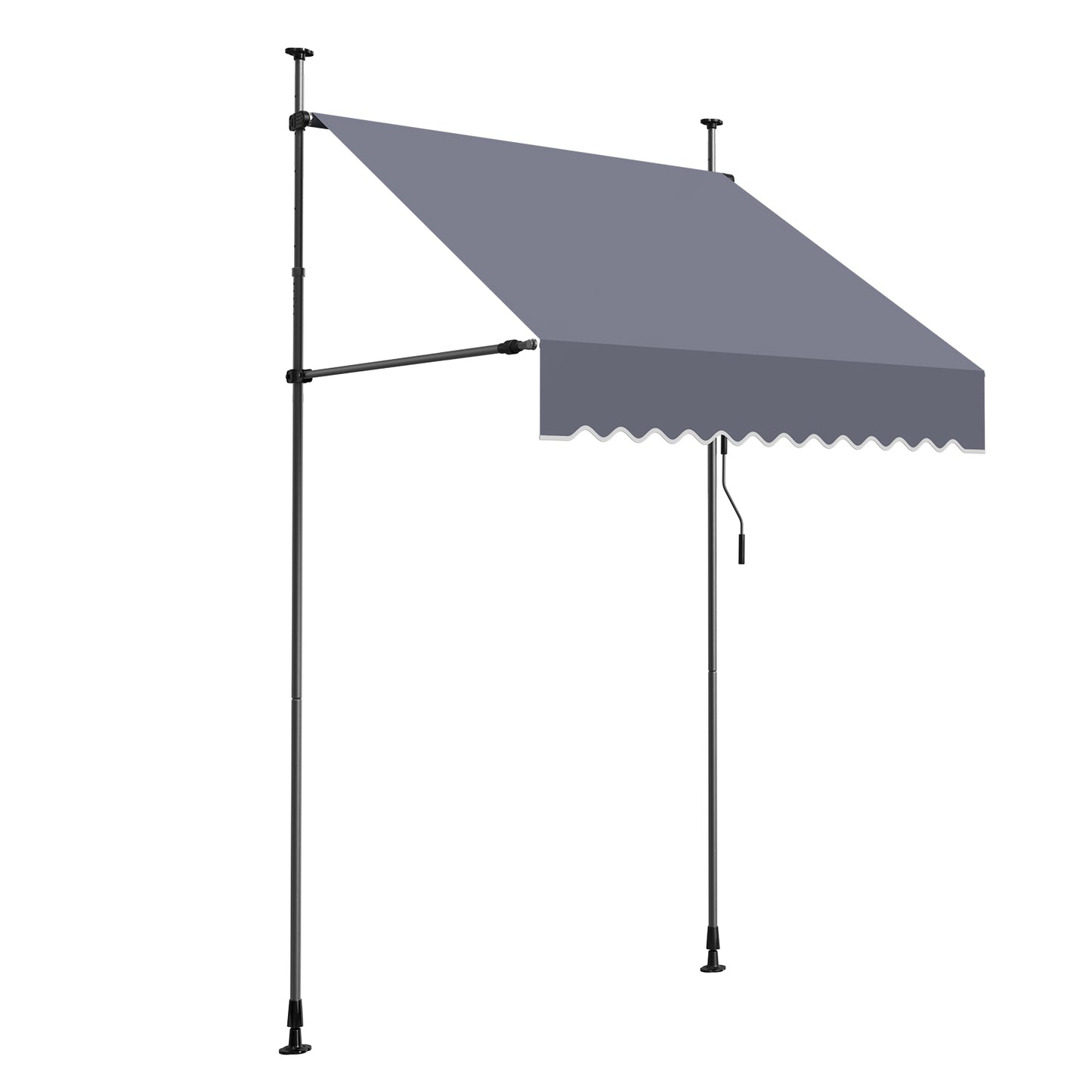 Manual Retractable Patio Awning 59" Sunshade Shelter with Crank Handle - Dark Gray Outdoor Canopy