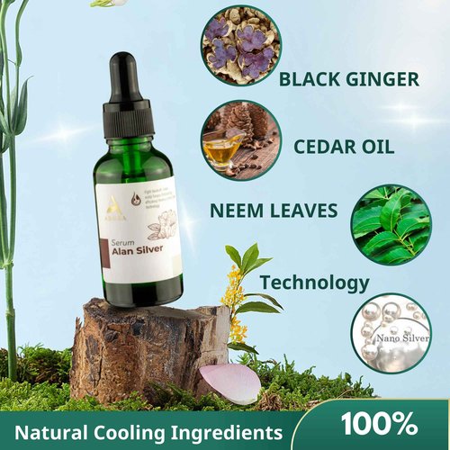 ABERA Alan Silver Serum – Botanical Hydrating Serum for Dry & Sensitive Skin & Herbal Extracts – Daily Moisturizer for Face, Body & Scalp – Fast Absorbing, Lightweight – (2 boxes)