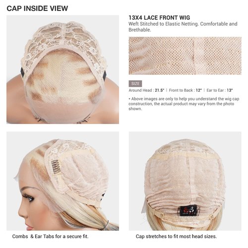 BOBBI BOSS Human Hair HD Lace Front Wig Glueless 13X4 Hand-Tied Deep Lace MHLF524 Kaylee (NATURAL)