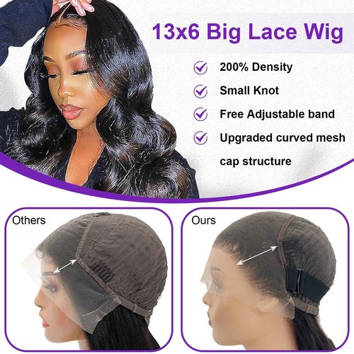 Zazumi 32 Inch 13x6 Body Wave Lace Front Wigs Human Hair 200 Density HD Transparent Lace Frontal Human Hair Wig for Black Women Glueless Wigs Human Hair Pre Plucked